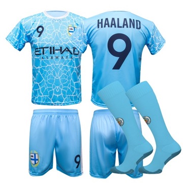HAALAND Strój Piłkarski Sportowy MANCHESTER CITY Getry 134cm