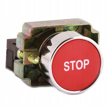 Przycisk sterowniczy z napisem STOP czerwony