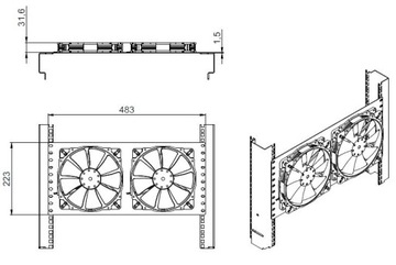 R-CASE - 200 Панель FAN \ монтажная база дополнительного охлаждения для RACK 19