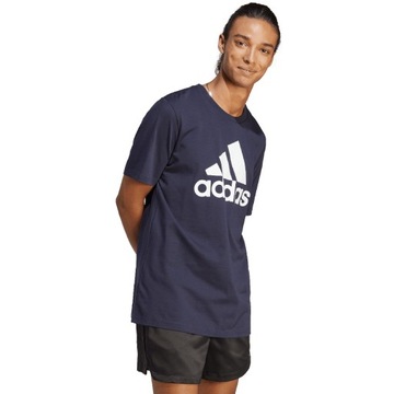 Koszulka męska adidas essentials single jersey 3-stripes tee granatowa ic93