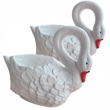 DONICA ŁABĘDŹ FIGURKA OGRODOWA OSŁONKA NA KWIATY ZESTAW 2x MAŁA