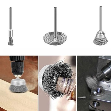 ZESTAW SZCZOTEK DRUCIANYCH INOX DO USUWANIA BURRS RUST 45 EL.