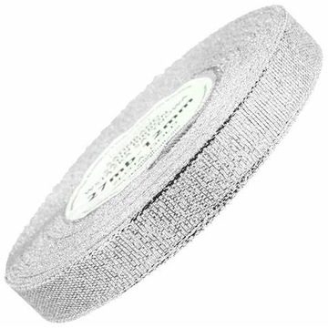 Tasiemka Wstążka Brokatowa Metaliczna 12mmx22mb Srebrna