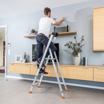 Лестница односторонняя алюминиевая 4 ступени KRAUSE SOLIDO