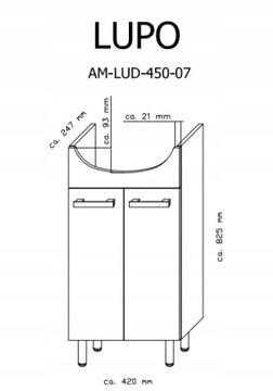 Szafka stojąca LUPO biała z umywalką 45 cm