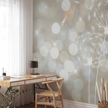 ФОТОобои БОККЕ ОДУВАНКИ БЕЖЕВЫЕ ПРИРОДА НАСТЕННЫЕ ОБОИ ДЛЯ СПАЛЬНИ 400х280