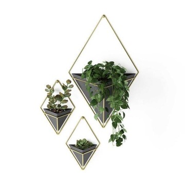 Декоративный горшок для цветов TRIGG черный, золотой Umbra