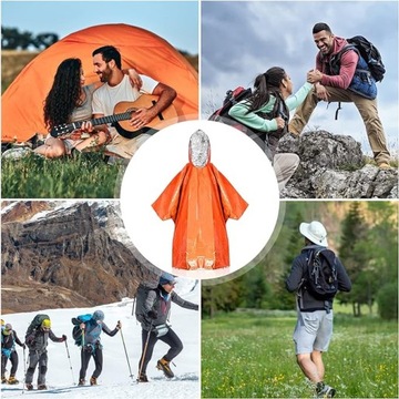 ПОНЧО СО СПАСАТЕЛЬНЫМ ОДЕЯЛОМ СВЕРХЛЕГКОЕ ВОДОНЕПРОНИЦАЕМОЕ, 2 ШТ.