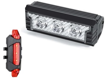 Комплект светодиодных ламп, передний и задний свет, USB 2500 Лм, 5 передних режимов, 4 задних режима