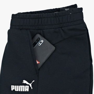Męskie Spodnie Puma Bawełniane Dresowe Czarne ze ściągaczem kieszenie r. XL