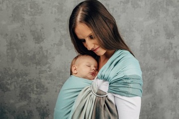 Слинг с кольцами LennyLamb — Little Herringbone Baby Mint