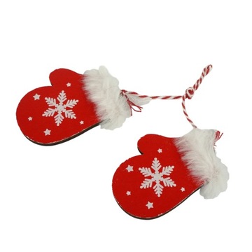 Красные деревянные рождественские подвески, лыжи, перчатки, коньки, санки