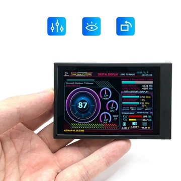 Дополнительный экран 3,5-дюймовый ЖК-монитор IPS USB C Процессор Графический процессор AIDA64