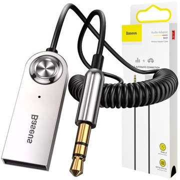 BASEUS ODBIORNIK DŹWIĘKU BLUETOOTH 5.0 KABEL ADAPTER AUDIO AUX JACK CZARNY