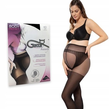 GATTA Rajstopy Ciążowe BODY PROTECT 40DEN Nero czarne 5-XL
