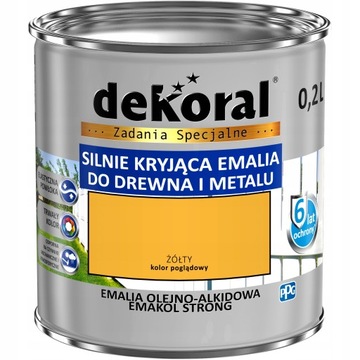 Dekoral Emakol Emalia Drewno Metal Żółty 0,2l