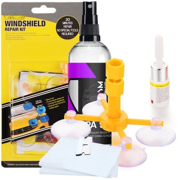 ZESTAW DO NAPRAWY PĘKNIĘTEJ SZYBY PRZEDNIEJ PAJĄCZKA ODPRYSKÓW + IPA 99%