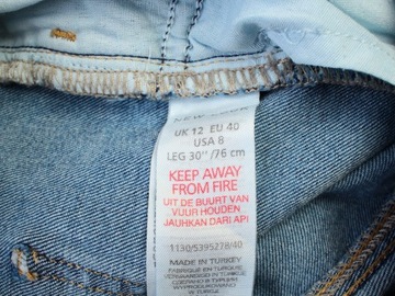 NEW LOOK JENNA Spodnie jeans wyszywane wzór dziury r. L 40