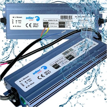 Zasilacz 24V Do Taśmy LED 75W 3.2A Transformator DC Wodoodporny Ultra Slim