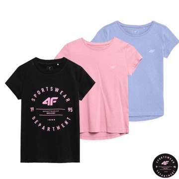 KOMPLET DZIEWCZĘCY 4F KOSZULKA T-SHIRT BAWEŁNA