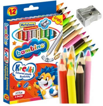 BAMBINO THICK TABLET PENCILS 12 ЦВЕТОВ + серебро золото школа