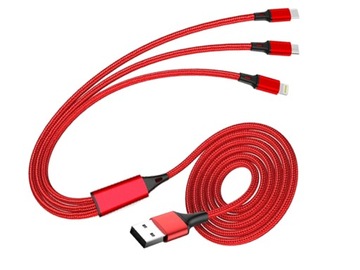 KEBEL USB DO ŁADOWANIA 3W 1 USB TYP C I TYPE C I MICRO USB iPHONE LIGHTNING