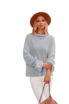 Damski nowy sweter z golfem, sweter z dzianiny