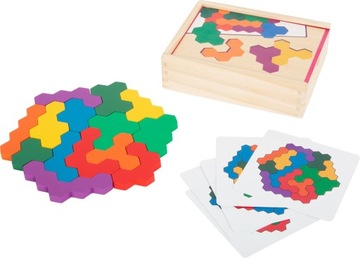 PUZZLE ŁAMIGŁÓWKA sześciokąty TETRIS 19 el. drewno