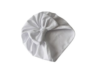 Czapka z kokardą biała 42-44 chrzest wiosna/jesień