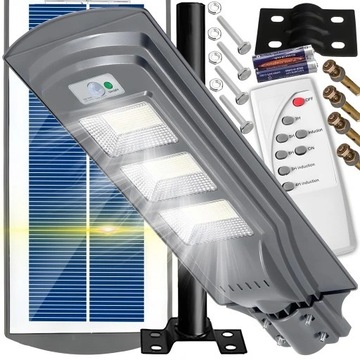 LAMPA SOLARNA LED LATARNIA ULICZNA OGRODOWA CZUJNIK RUCHU ZMIERZCHU+ PILOT