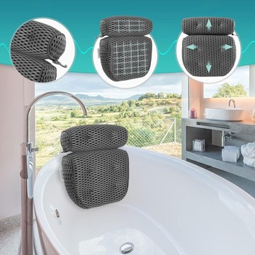 ПОДУШКА ДЛЯ ВАННЫ 4D ПОДУШКА ДЛЯ ВАННЫ БЫСТРОСЫХАЮЩАЯ 6 ПРИСОСОК МЯГКАЯ