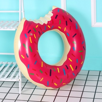 KOŁO DO PŁYWANIA DUŻE MATERAC DMUCHANY DONUT XXL BRĄZOWY RÓŻOWY NA WAKACJE