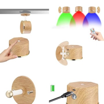 RGB СВЕТОДИОДНЫЙ НАСТЕННЫЙ СВЕТИЛЬНИК БЕСПРОВОДНОЙ С ДИСТАНЦИОННЫМ УПРАВЛЕНИЕМ, ДИММИРУЕМАЯ ЦВЕТ ДЕРЕВА