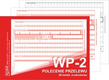 POLECENIE PRZELEWY druk wpłaty A6 80 kartek 1+1