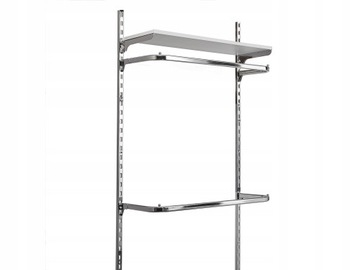 REGAŁ METALOWY MODUŁOWY SKLEP SALON BUTIK MARKET PÓŁKA WIESZAK 90x240 CHROM