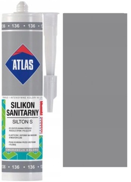 Atlas silikon sanitarny SILTON S (srebrny - 136) - 280 ml