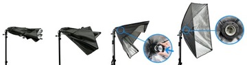 2x ZESTAW ŚWIATŁO CIĄGŁE SOFTBOX 50x70 400W statyw