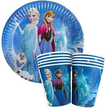 Набор на день рождения FROZEN, Land of Frozen, КРУЖКИ + ТАРЕЛКИ, 20 шт. Эльза Анна Олаф