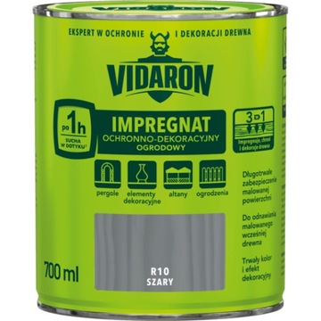 VIDARON Impregnat Ogrodowy R10 szary 0,7 L