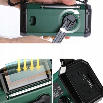 1 АВАРИЙНЫЙ FM-РАДИО СОЛНЕЧНЫЙ ФОНАРИК SOS 10000 мАч IPX5