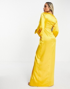Yaura maxi šaty žlté so skrútenou prednou časťou defekt S