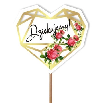 TOPPER długi PIKER bukiet DZIĘKUJEMY na tort 24cm