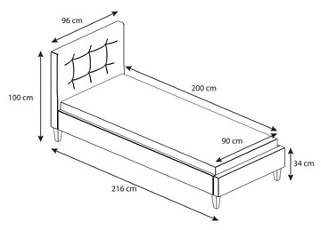 Кровать мягкая DAWID 80x200 с каркасом