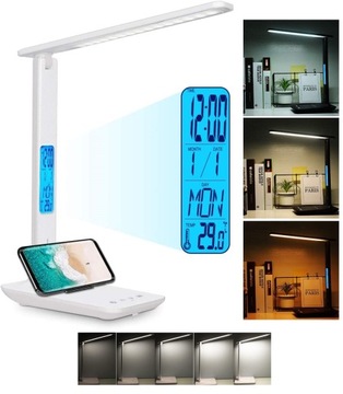 Lampka biurkowa LED lampa na biurko WYŚWIETLACZ LED Zegar Data 5 jasności