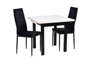 Stół BIAŁY 80x80/110 cm + 2 krzesła CH-3 WELUR