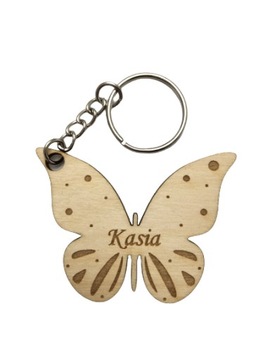 Motyl motylek brelok z imieniem zawieszka drewno