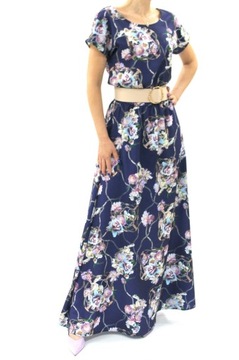 Maxi długa sukienka w kwiaty - wesele r.36 (34- 54