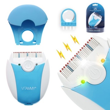 ELEKTRONICZNY ELEKTRYCZNY GRZEBIEŃ NA WSZY I GNIDY VITAMMY UFO BLUE ZESTAW