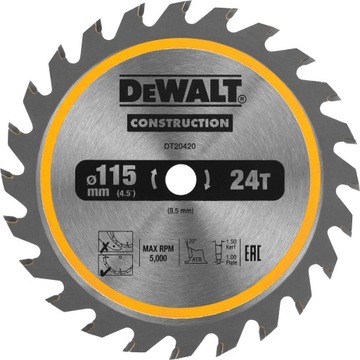 PIŁA TARCZOWA DEWALT DT20420 115X24X9,5 MM DCS571