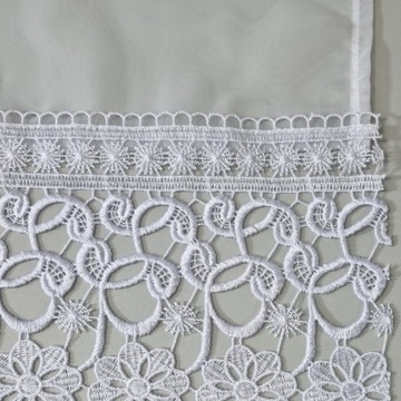 Портьера прямая 500х200 Вика, готовая вуаль-лента с широким гипюровым кружевом 30см.